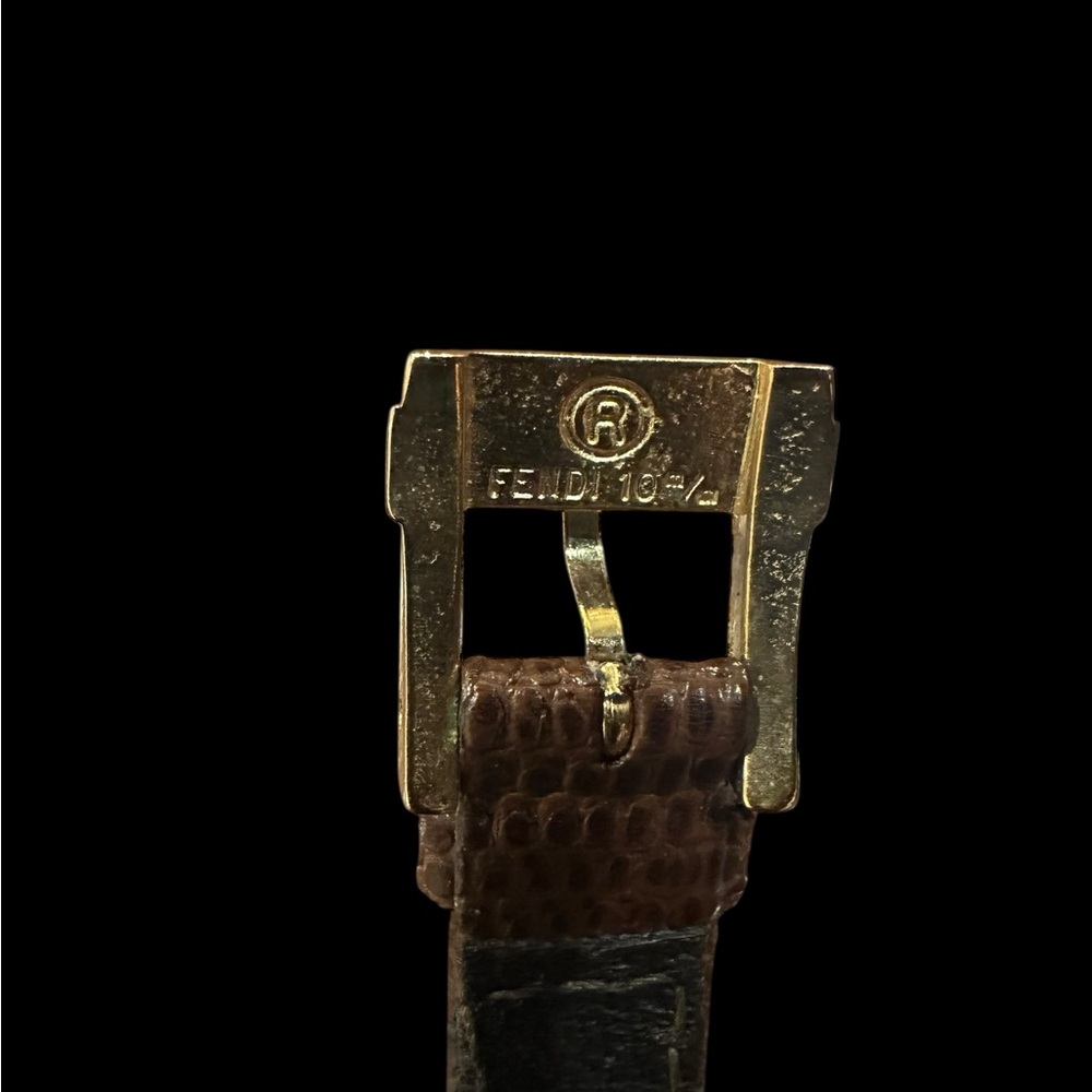 Fendi 18K gold plated Watch with Textured Brown Strap - Picture 6 of 7